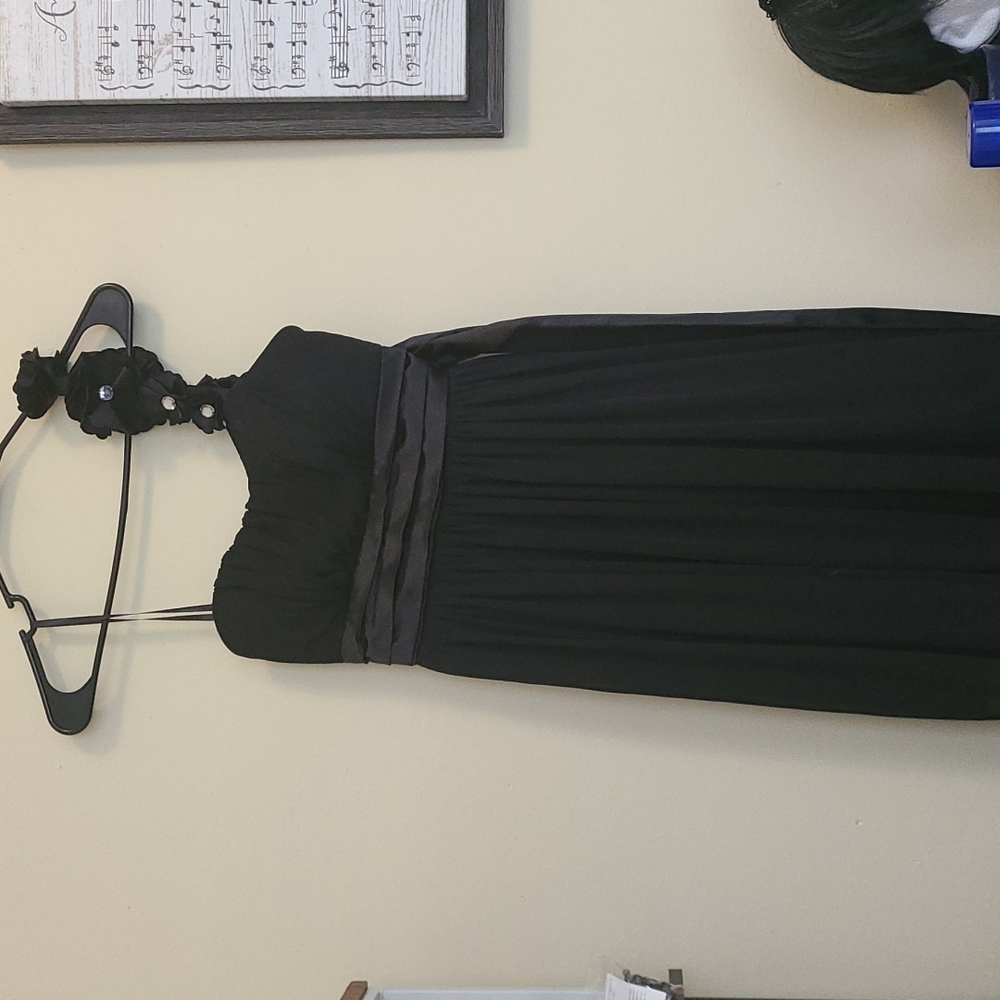 MyMichelle black knee length dress, thrifted, worn once in 2016 (pictured)